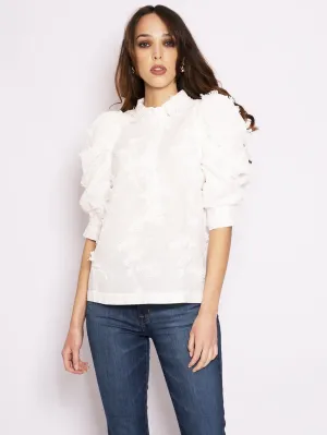 Short Sleeved Shirt with White Embroidery