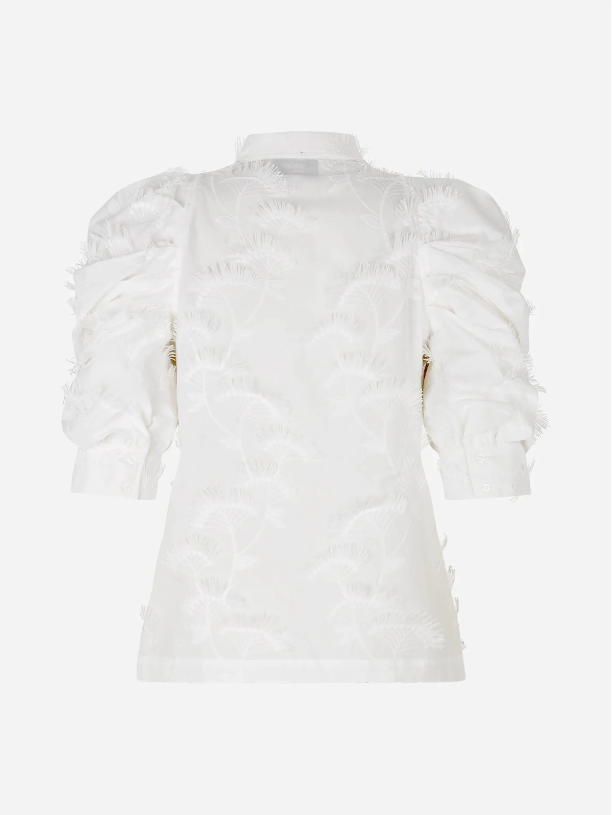 Short Sleeved Shirt with White Embroidery