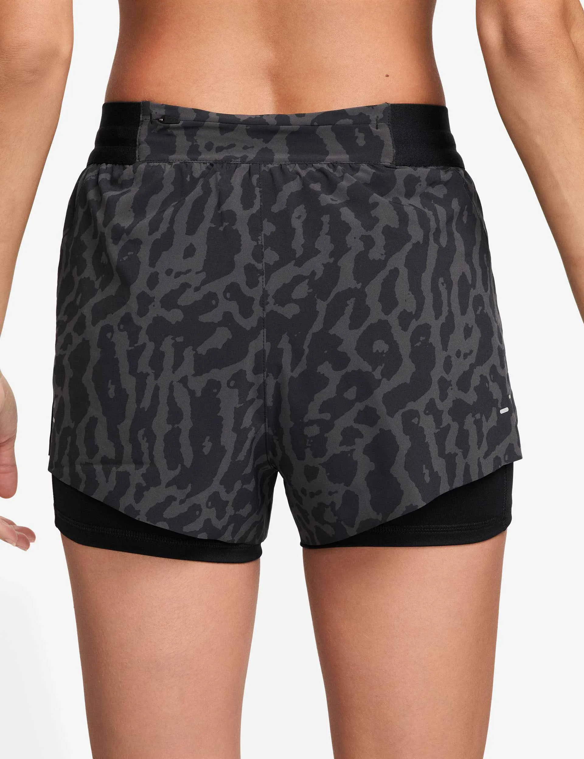 Swift Dri-FIT 2-in-1 Printed Running Shorts - Black/Reflective Silver