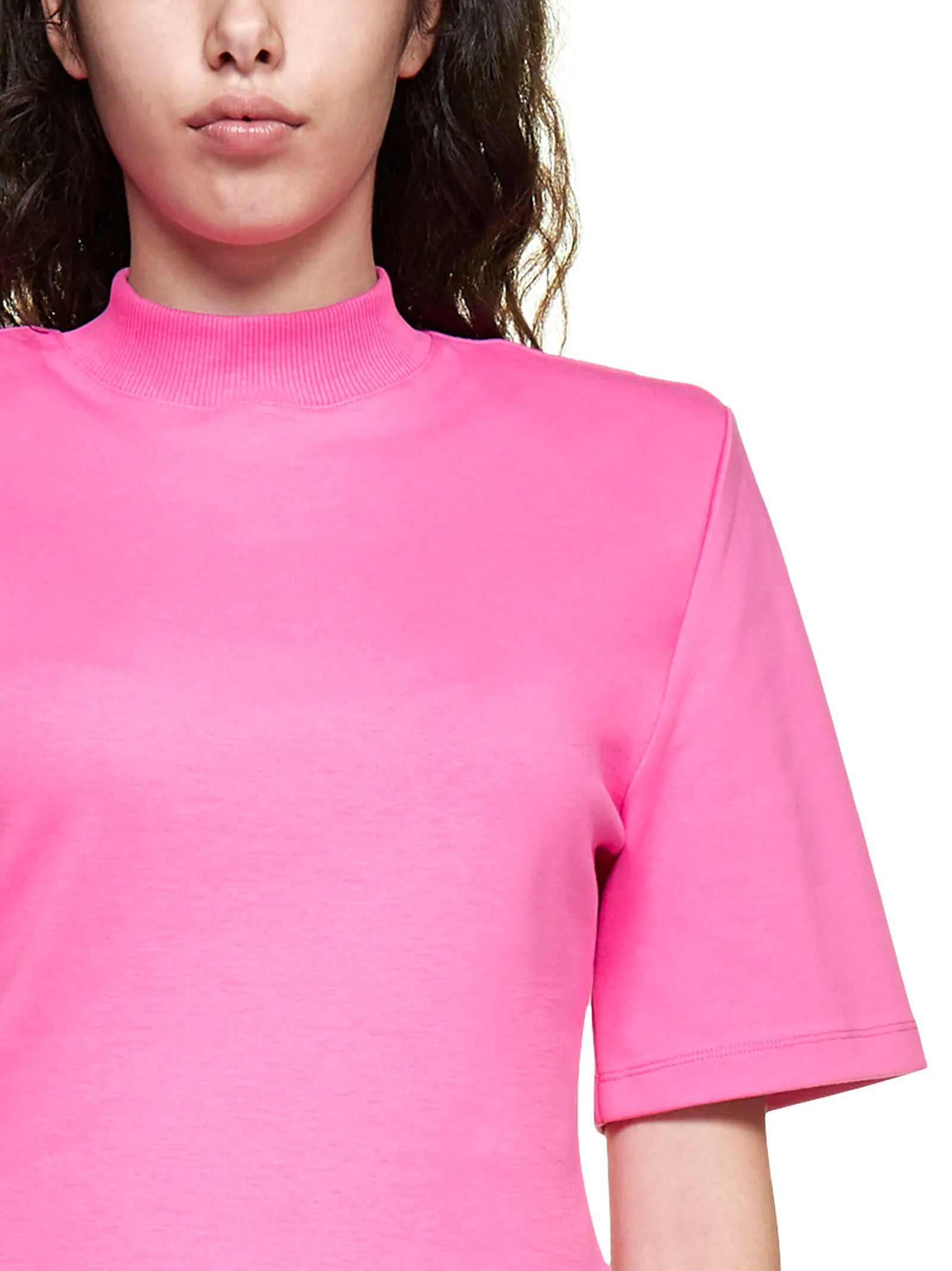 The Attico Shoulder-Padded Mockneck T-Shirt