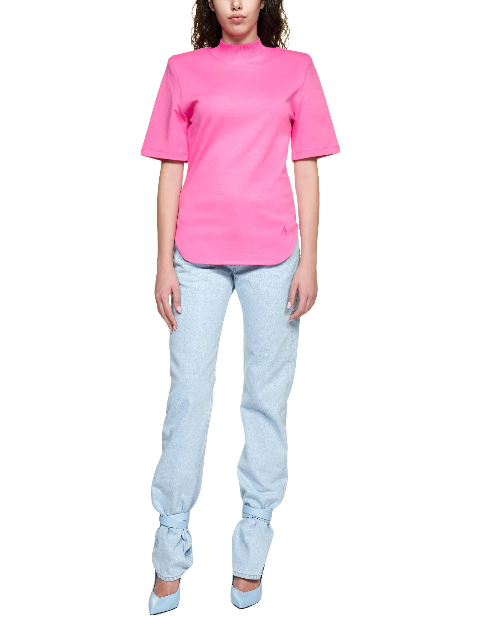The Attico Shoulder-Padded Mockneck T-Shirt