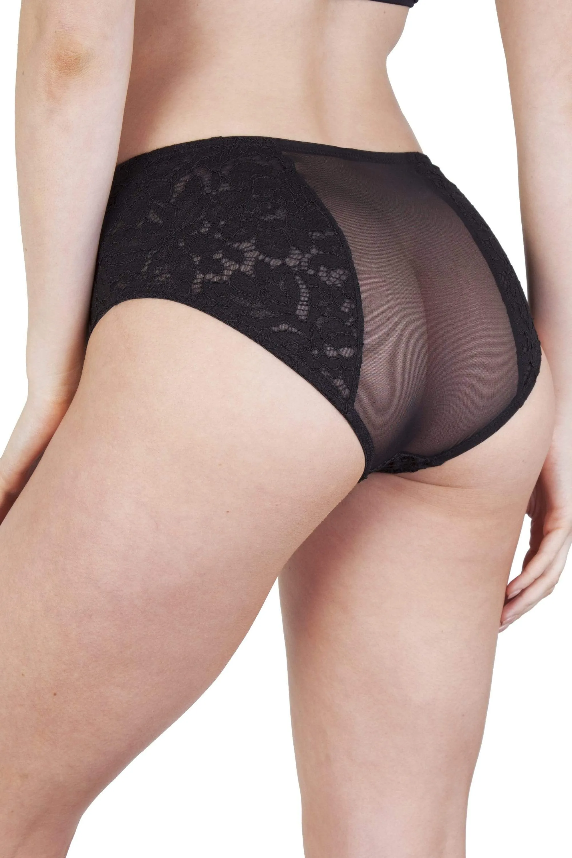 Toyen Black Mesh & Lace HW Corset Brief
