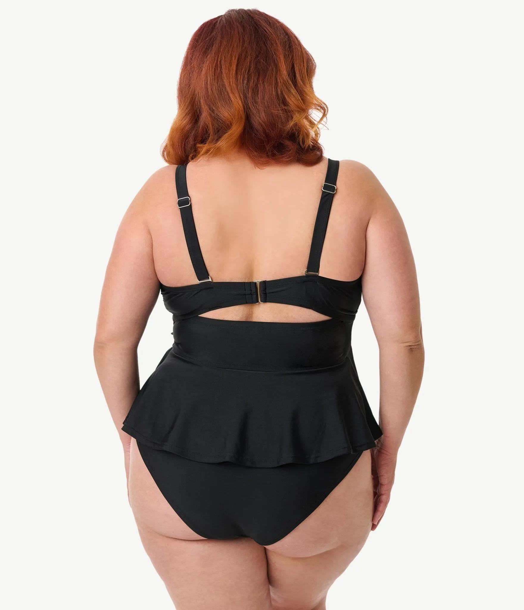 Unique Vintage Plus Size Black Solana Tankini Swim Top