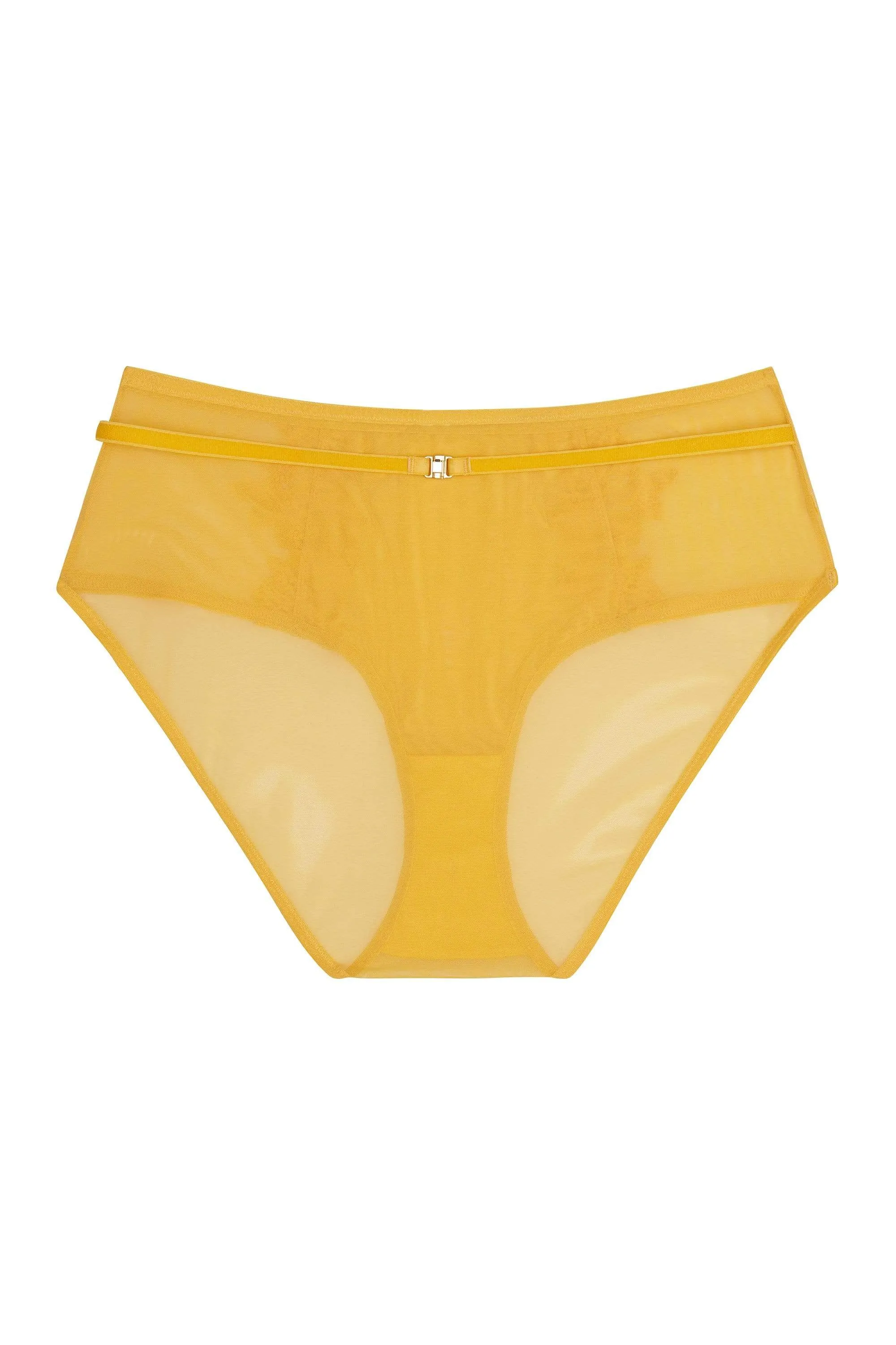 Vivienne Mustard Net Satin and Lace High Waist Brief