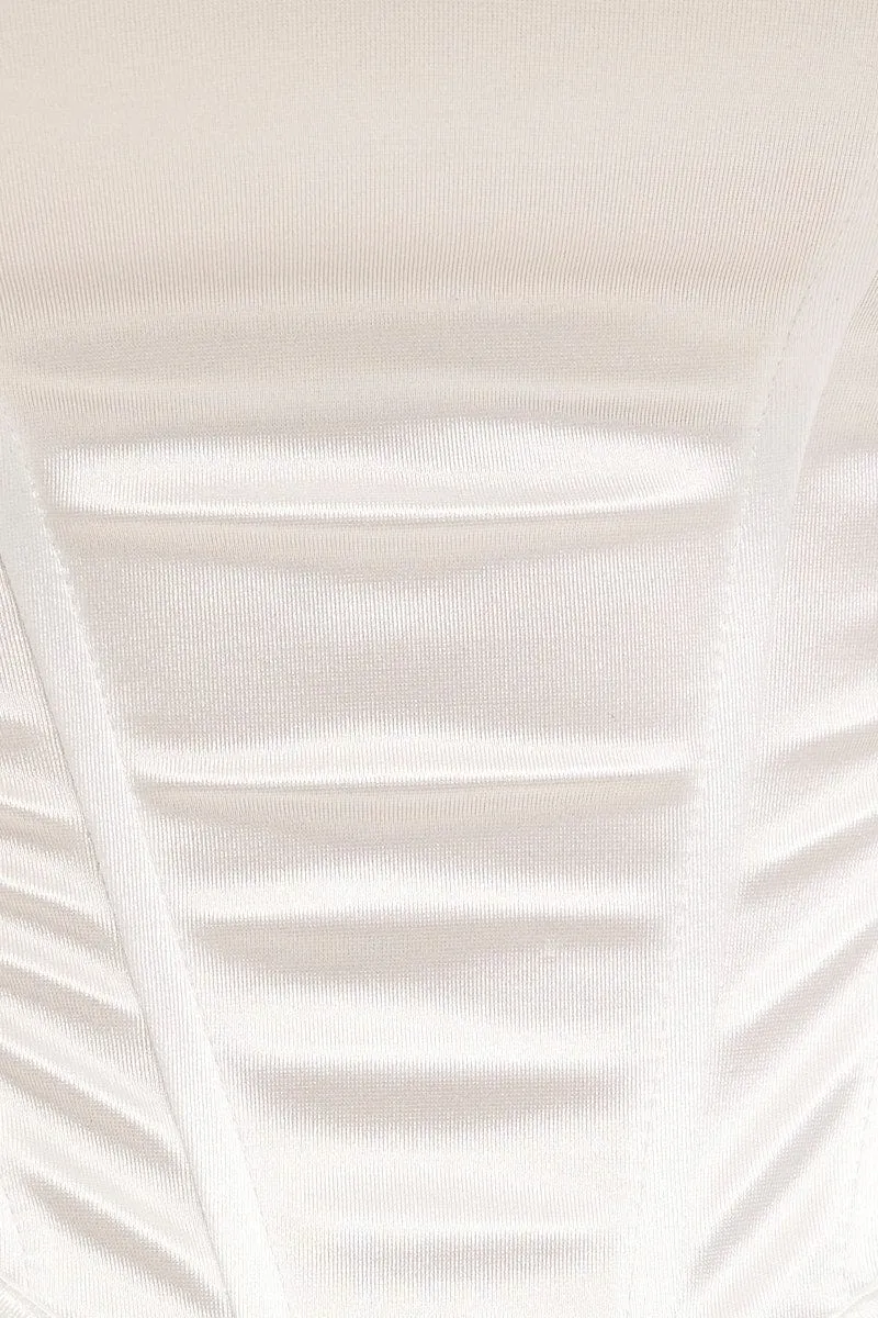 White Solid Lace Up Corset Top