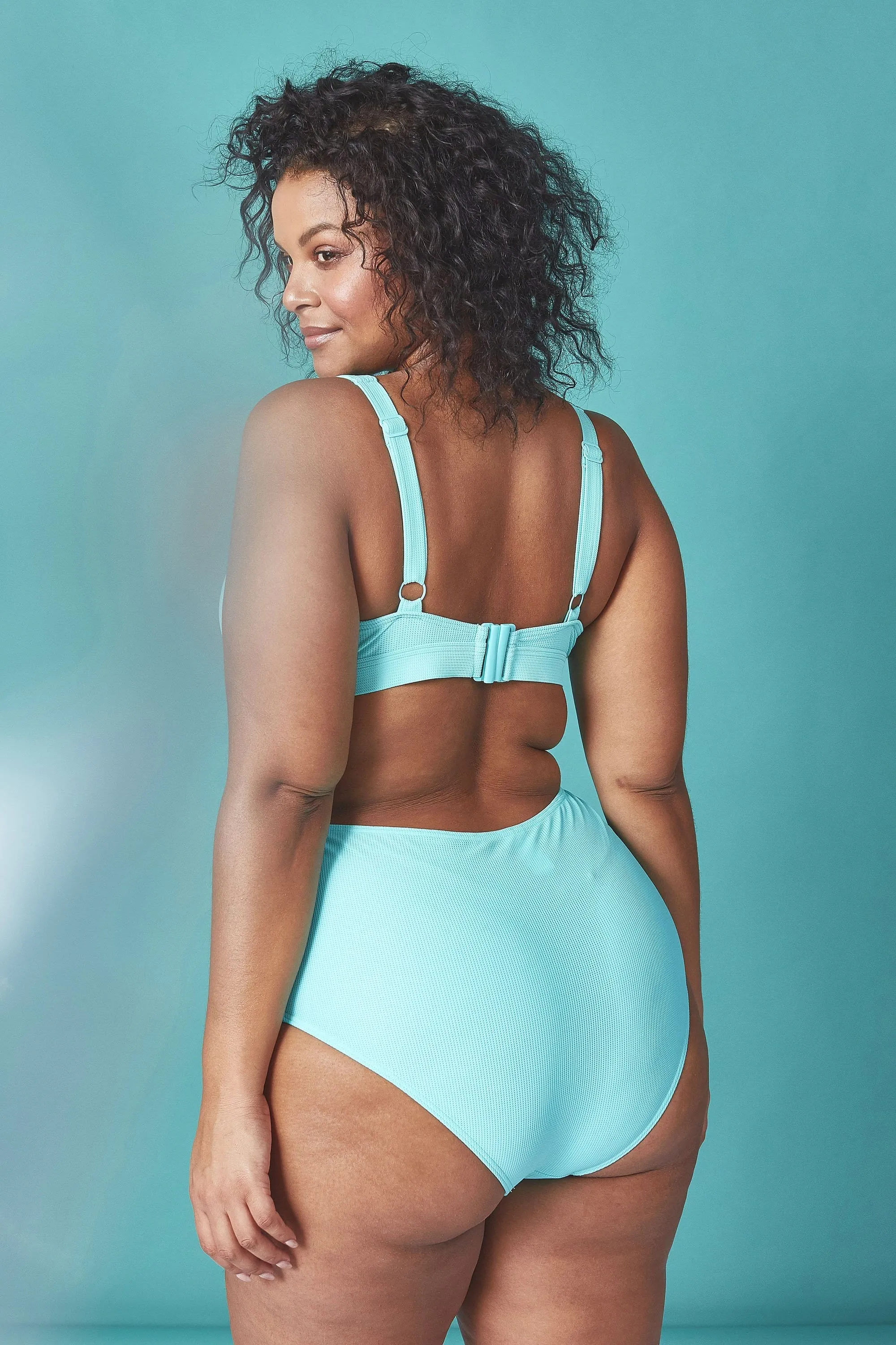 Wolf & Whistle Bunny tie high waist brief mint Curve