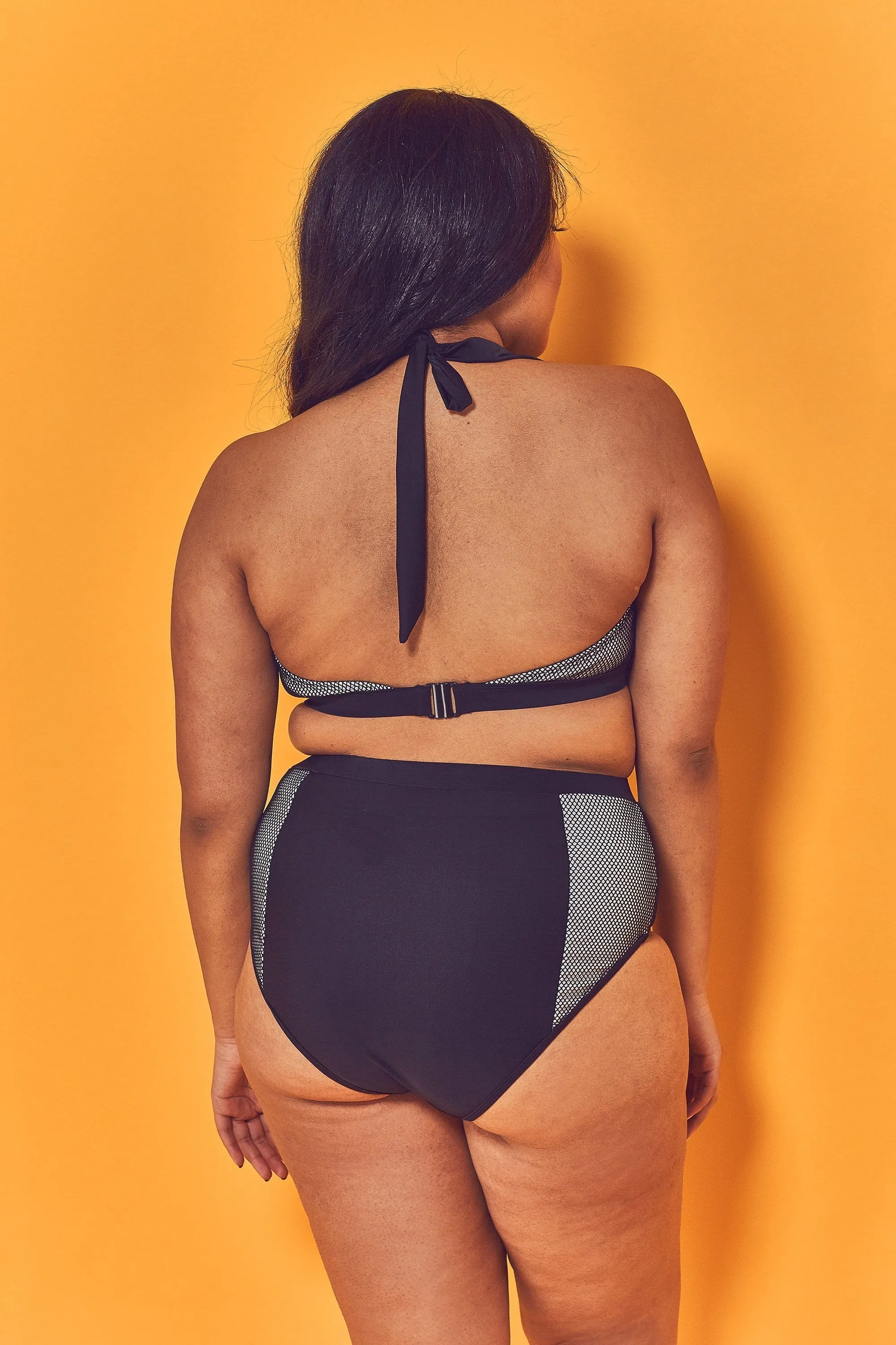Wolf & Whistle Fishnet Panel High Waist Brief Curve