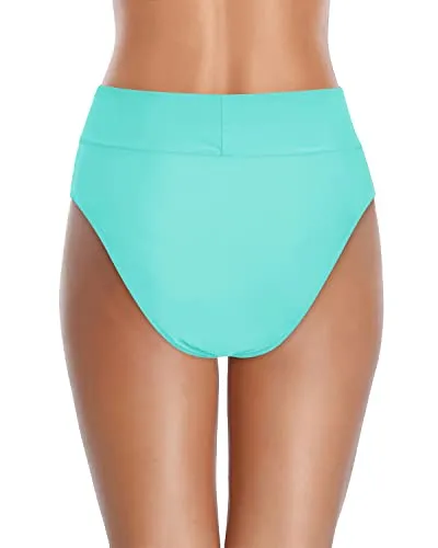 Women's High-Rise Cheeky Bikini Bottoms For Swimsuits-Aqua