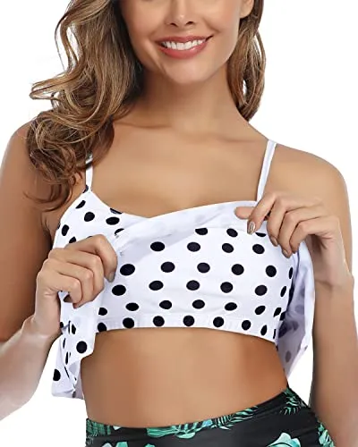 Women's Stylish Bikini Tops Flounce Ruffled Falbala Swimsuit Tank Tops